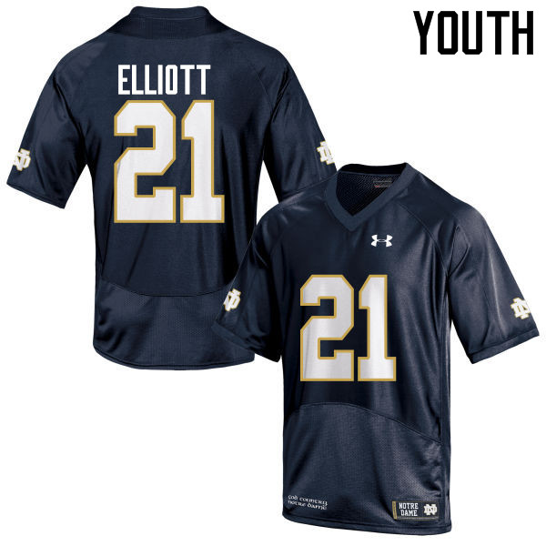 Youth #21 Jalen Elliott Notre Dame Fighting Irish College Football Jerseys-Navy Blue